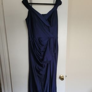 Midnight blue high slit night dress